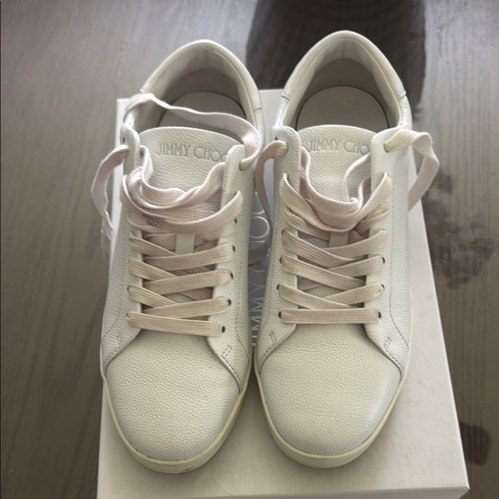 Jimmy Choo White Leather Sneakers Minimalist Design